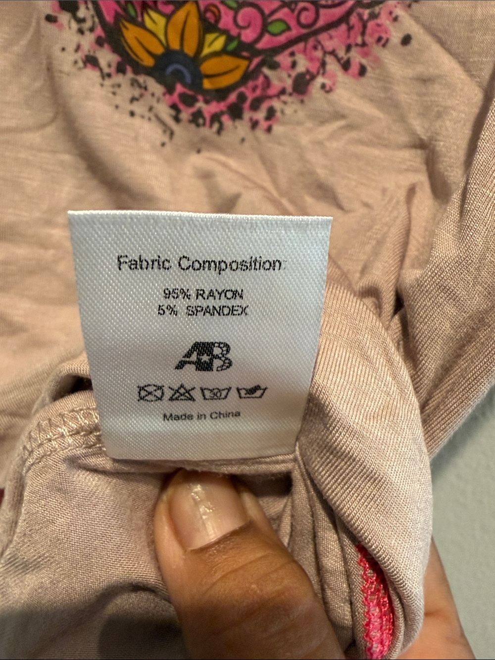 American Bling Khaki Tee with Floral Skull Accent - Picture 6 of 6
